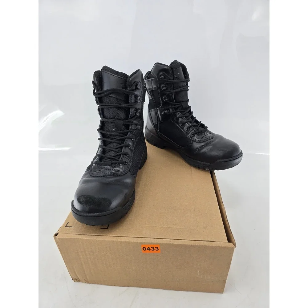 Bates Tactical Boots Mens 9.5 Black Side Zip Lace Up Leather Nylon -Good